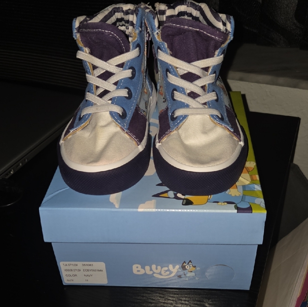Bluey Kids High-Top Sneakers - Blue and White